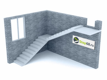 Г-образная полнотелая лестница с площадкой