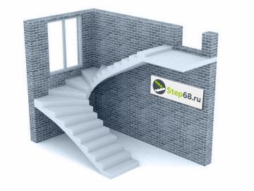 П-образная полнотелая лестница с забежными ступенями